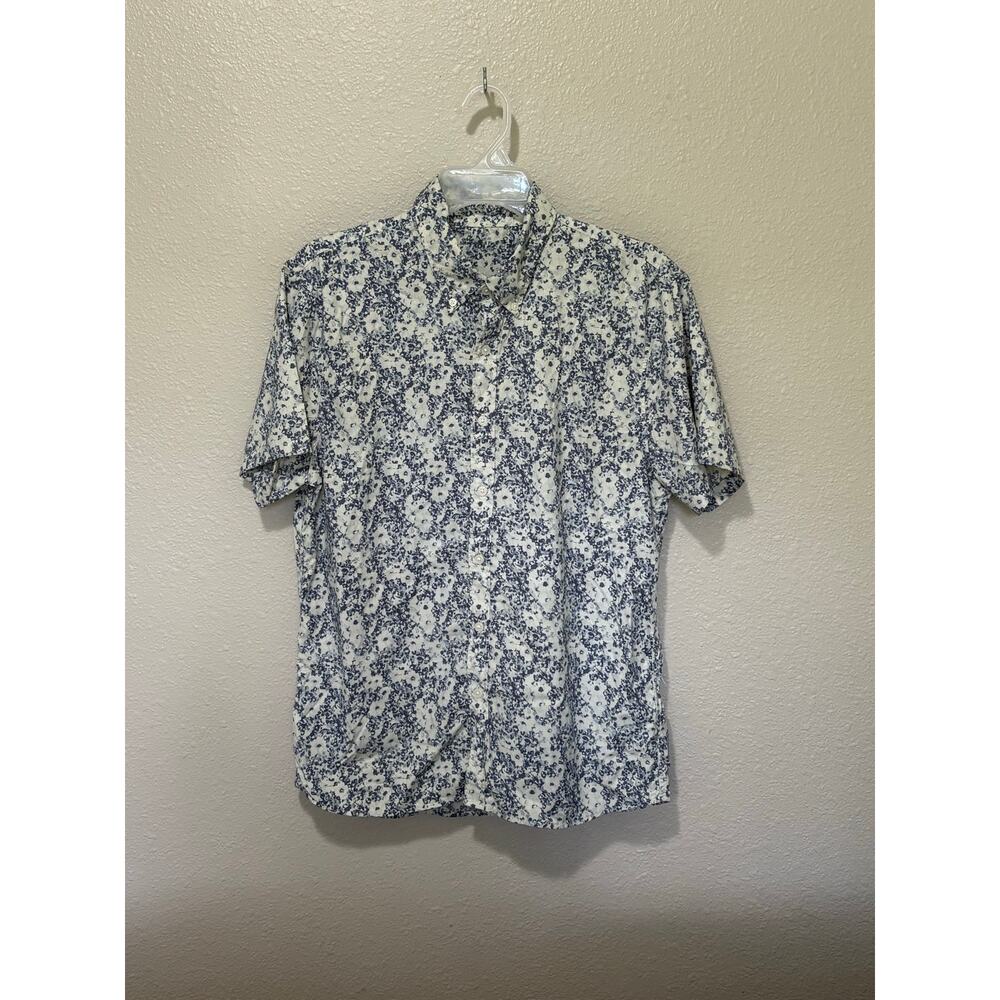 Men’s Abercrombie & Fitch Floral Shirt Heritage Blue White, size M Medium